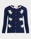 Valentino Lace-trimmed Virgin Wool Cardigan In Blue Ivory