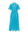 Valentino Eyelet Embroidered Cotton Drawstring Midi Dress In Blue