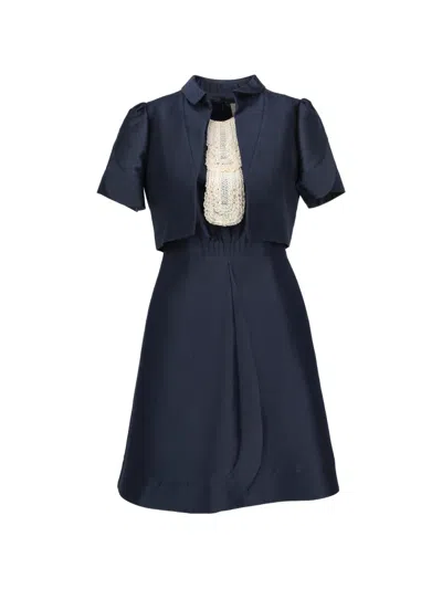 Pre-owned Valentino Lace-detail Bolero-jacket And Mini Dress In Blue