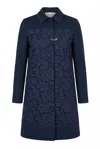 Valentino Lace-panel Coat In Blue