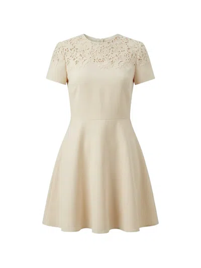 Valentino Lace-panelled A-line Mini Dress In Neutral