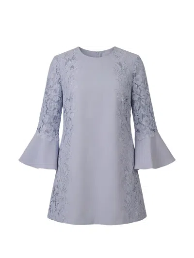 Valentino Lace-panelled Flared-sleeve Mini Dress In Purple