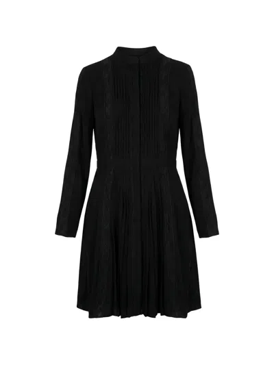 Valentino Lace-panelled Pleated Mini Dress In Black