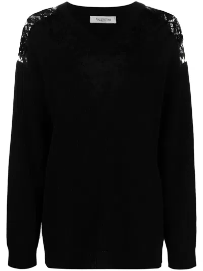 Valentino Lace-panelled Virgin Wool-cashmere Sweater In Multi