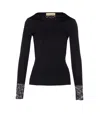 Valentino Knitwear With Lace Cuffs And Long Sleeves In Black