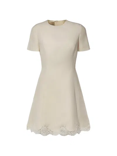 Valentino Lace-trim A-line Dress In Neutral