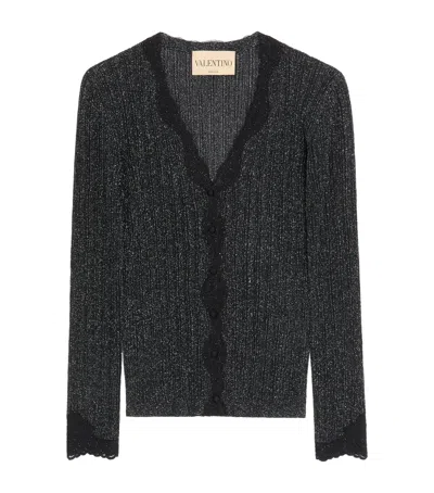 Valentino Lace-trim Lurex Cardigan