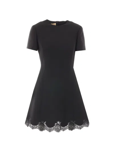 Valentino Wool And Silk Blend Mini Dress In Black