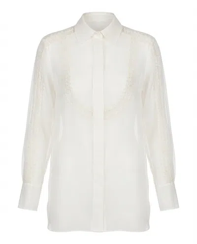 Valentino Lace-trimmed Blouse In White