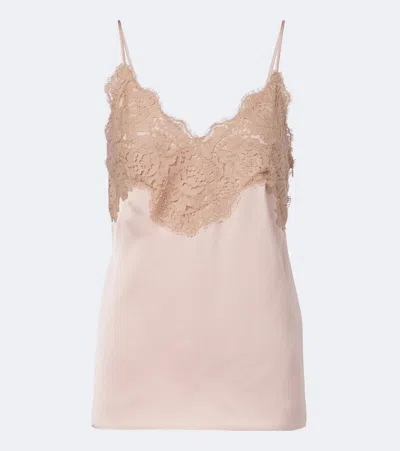 Valentino Lace-trimmed Cady Camisole In Rosa
