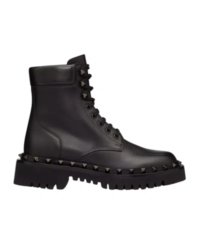 Valentino Garavani Lacing Short Boots In Black