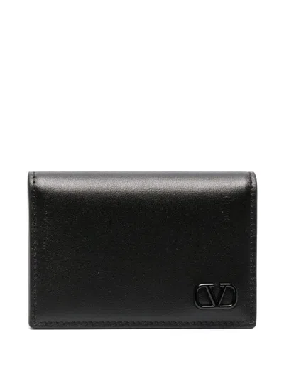 Valentino Garavani Valentino Lacquered Logo Mini Wallet In Black
