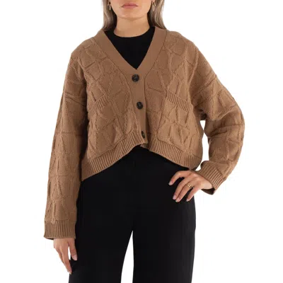 Valentino Ladies Cammello Toile Iconographe Cardigan In Brown