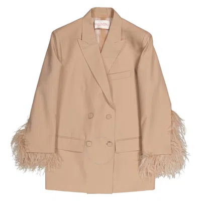 VALENTINO VALENTINO LADIES SAND FEATHER EMBROIDERED JACKET