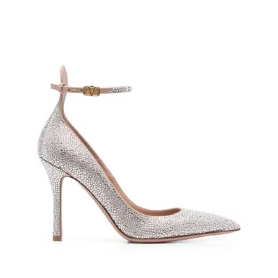 Valentino Garavani Valentino Ladies Silver Tone Heels In Animal Print