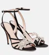 Valentino Ladycrush Strass Flower Ankle-strap Sandals In Black