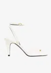 Valentino Ivory Goat Leather Stiletto Sandal With Striped Strap In White