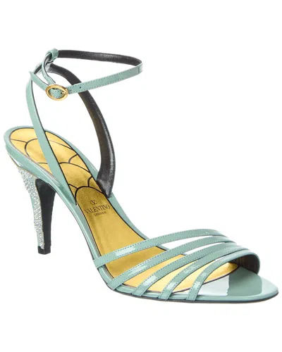 Valentino Garavani Ladycrush Leather Ankle-strap Sandals In Morning Dew Silver Shade