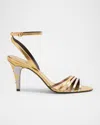 Valentino Adycrush 85 Heeled Sandals In Multicolor Bronzo/silver Shade