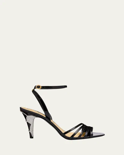 Valentino Garavani Ladycrush Leather Ankle-strap Sandals In Black