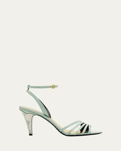 Valentino Garavani Ladycrush Leather Ankle-strap Sandals In Morning Dew Silver Shade