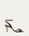 Valentino 85mm Strappy Sandals In Nero/silver Shade