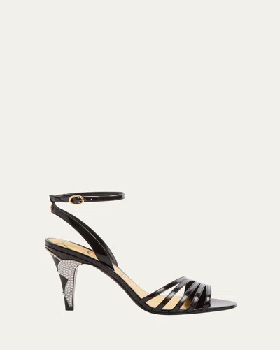VALENTINO GARAVANI LADYCRUSH LEATHER ANKLE-STRAP SANDALS