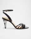 Valentino 85mm Strappy Sandals In Nero/silver Shade