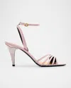 Valentino Ladycrush Leather Ankle-strap Sandals In Water Rose/silver Shade