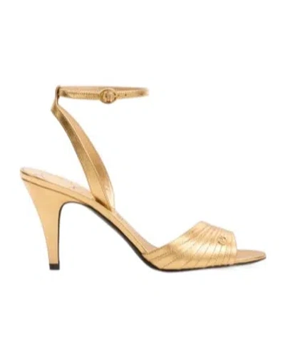 Valentino Garavani Ladycrush Sandal In Laminated Calfskin 85mm In Gold