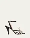 Valentino Garavani Ladycrush Strass Flower Ankle-strap Sandals In Black