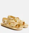 Valentino Lake Powell Crochet-trimmed Sandals In Gold