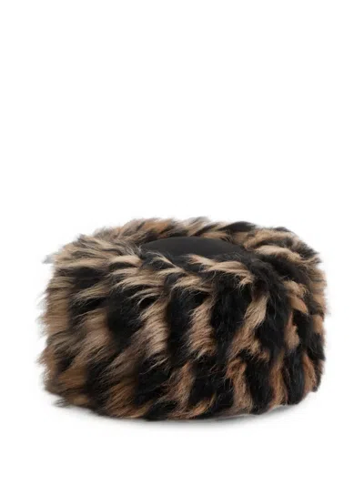 Valentino Garavani Lamb Fur Hat In Brown