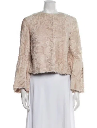 Pre-owned Valentino Lamb Fur Printed Fur Jacket W/ Tags In Pink