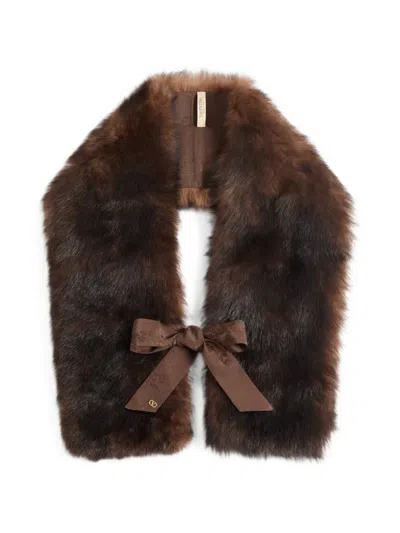 Valentino Lamb Fur Scarf In Brown