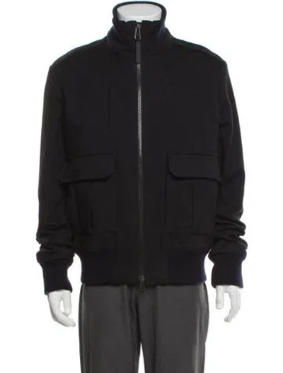 Pre-owned Valentino Lamb Leather Bomber Jacket In Black