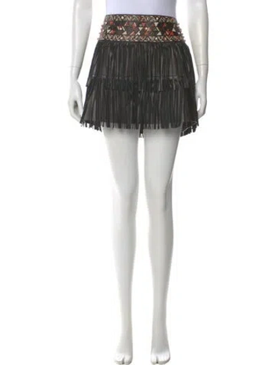 Pre-owned Valentino Lamb Leather Mini Skirt In Black