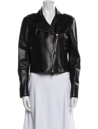 Pre-owned Valentino Lambskin Biker Jacket In Black