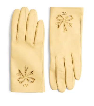 VALENTINO GARAVANI LAMBSKIN BOW-DETAIL GLOVES