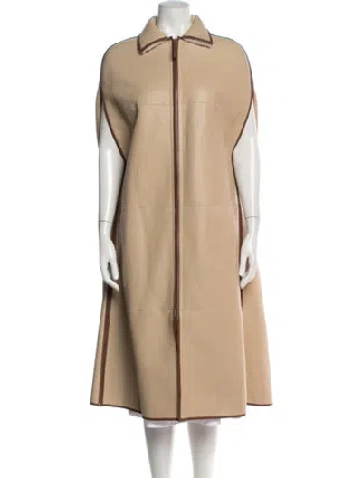 Pre-owned Valentino Lambskin Coat In Neutral