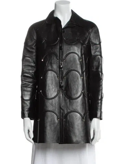Pre-owned Valentino Lambskin Faux Fur Coat In Black
