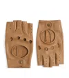 Valentino Lambskin Fingerless Gloves In Brown