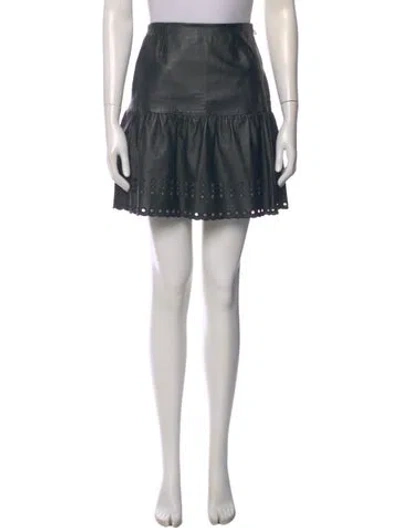 Pre-owned Valentino Lambskin Mini Skirt In Black