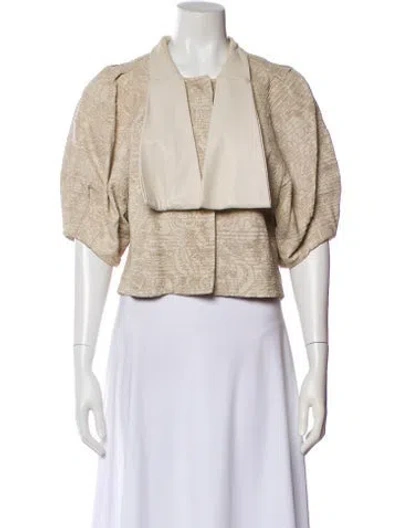 Pre-owned Valentino Lambskin Printed Jacket In Neutral