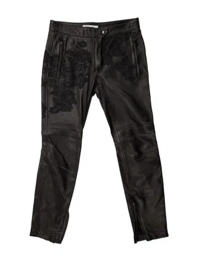 Pre-owned Valentino Lambskin Skinny Leg Pants In Black