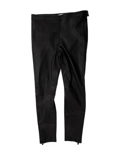 Pre-owned Valentino Lambskin Skinny Leg Pants In Black