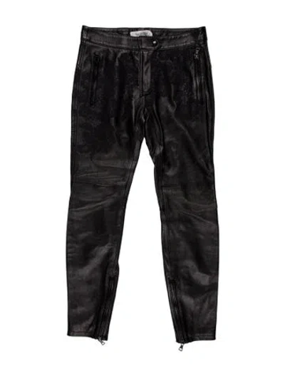 Pre-owned Valentino Lambskin Skinny Leg Pants In Black