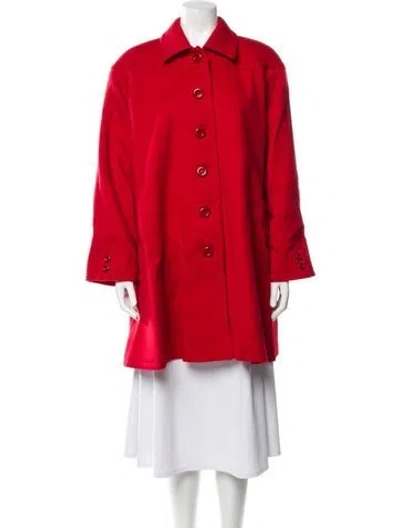 Pre-owned Valentino Lambswool Coat In Red