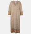 Valentino Metallic Intarsia-knit Midi Dress In Gold