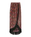 Valentino Lamé Midi Skirt With Apres L'hiver Print In Brown